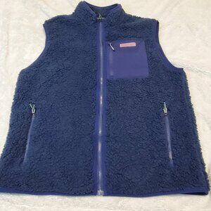 Vineyard Vines Navy Blue Zipper Sleeveless Vest Men Large Sherpa‎ Cozy Classic